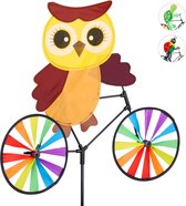 Relaxdays windmolen dier - fiets - windspel - tuinsteker - tuin - kinderen - decoratie - Uil