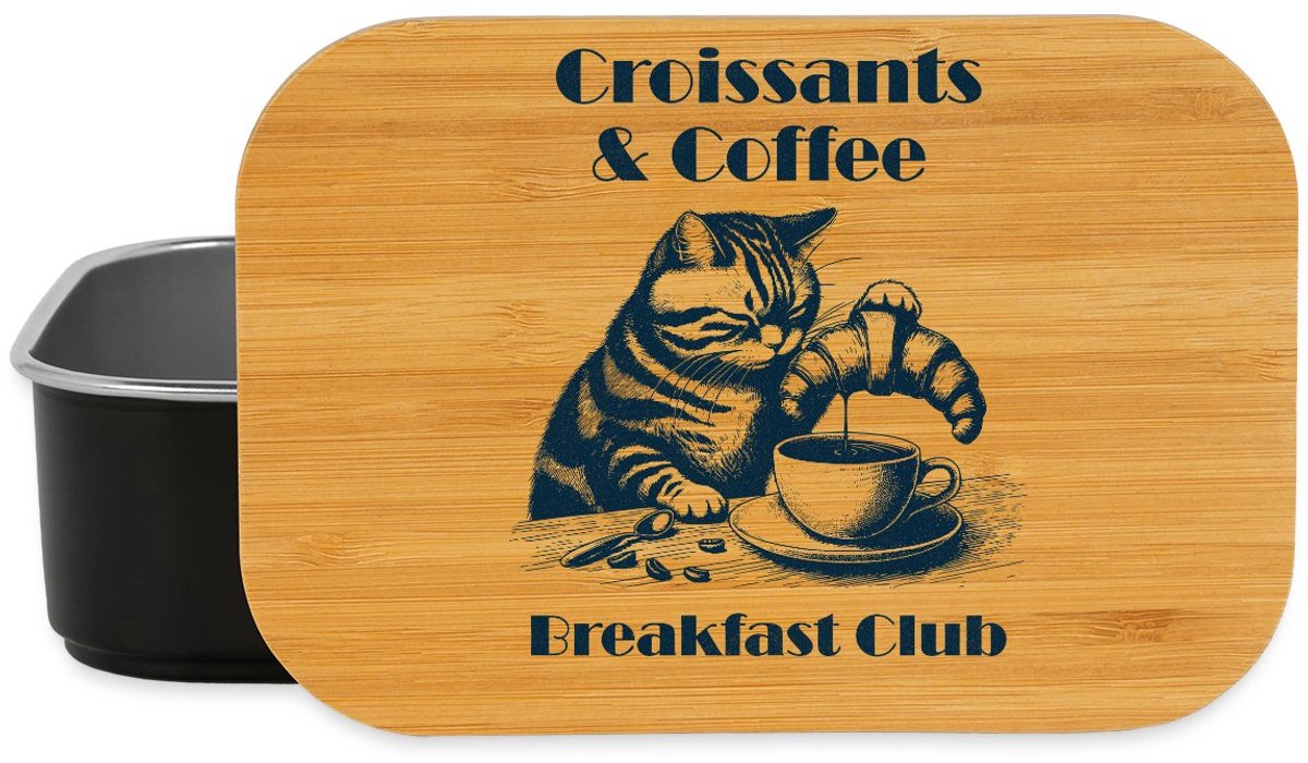 Koffie En Croissants Breakfast Club Met Kat Lunchbox