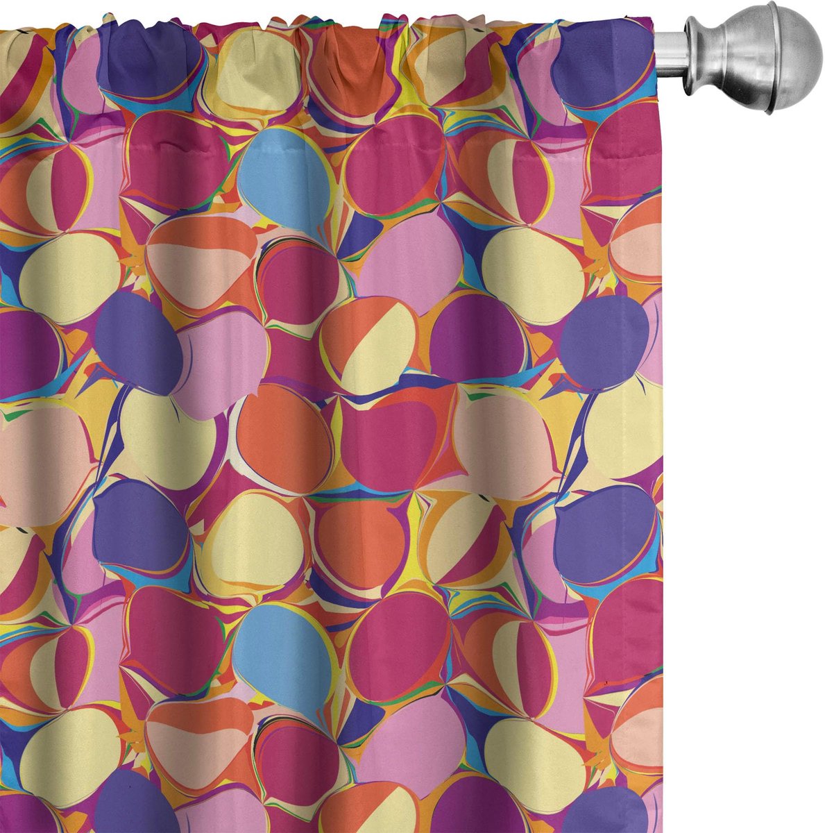 ABAKUHAUS Kleurrijke Voorhangen – Grunge Cirkel – 2x75x225 cm – Microvezel Mehrfarbig