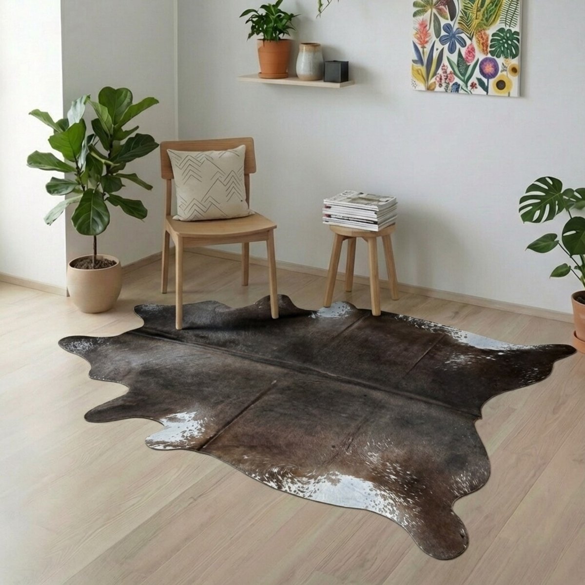 Koeienhuid Vloerkleed - Effen / Solid / 0165 - 215 x 188 cm - Koeienkleed / Koeienvel / Dierenvel / Dierenhuid / Koehuid Tapijt