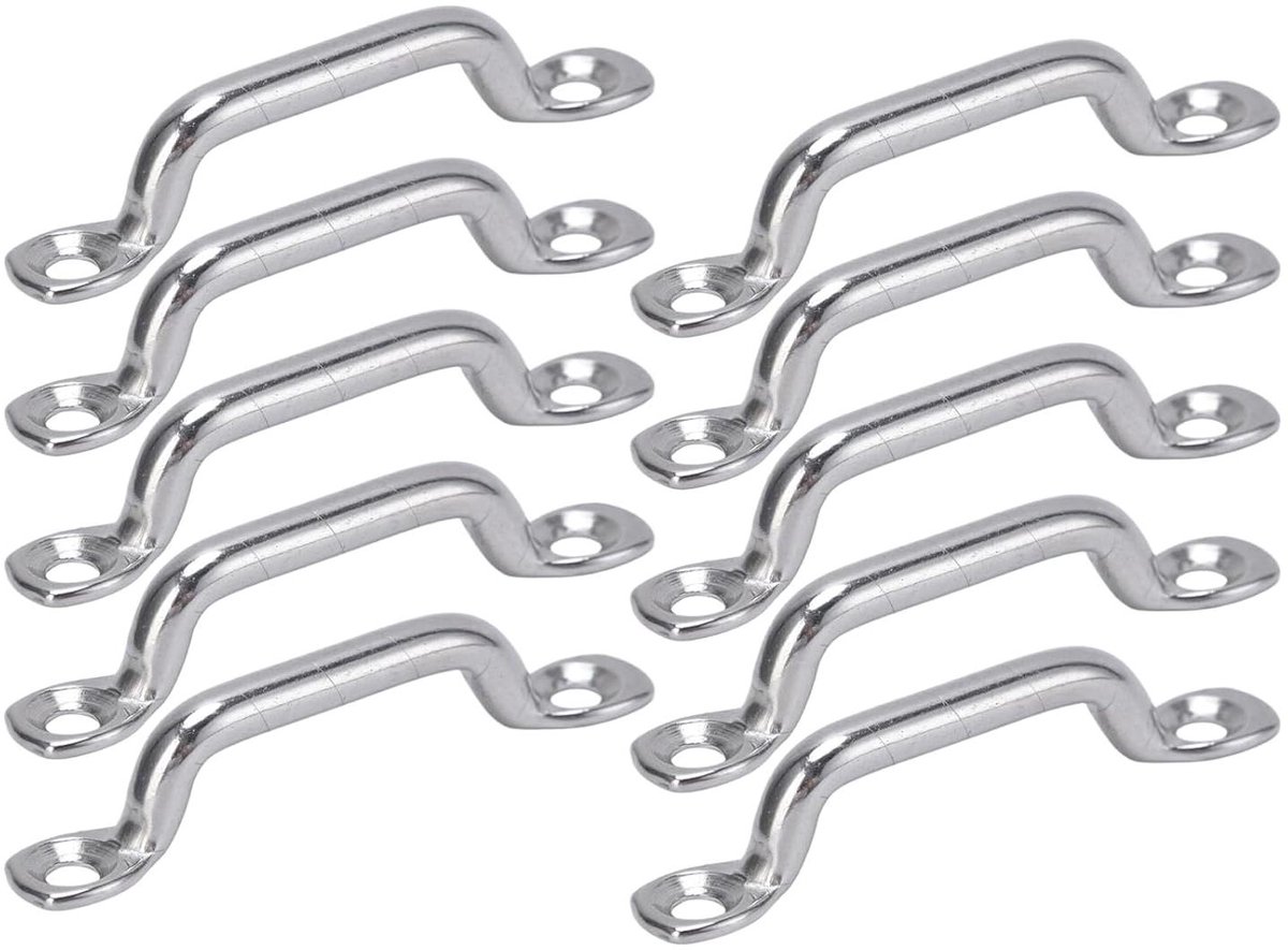 Cosensi - RVS Pad Eye Set Kit 10 stuks | 6mm Handgreep Breedte | Boot Top Pad Eye Straps | Kayak Deck Loops | Kayak Canoe Rigging