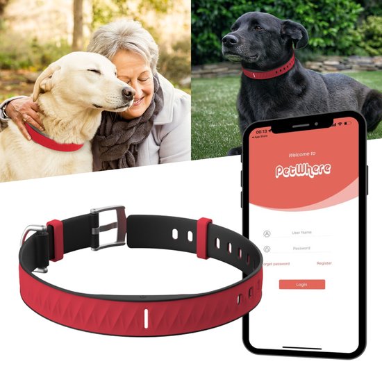 GPS Halsband Tracker voor Huisdieren - Geïntegreerde Gps in Halsband - Volgsysteem - GRATIS App en Web toegang - IOS/Android - GEEN Abonnement - Universele Oplader Inbegrepen - Bereik in heel Europa - Hond - 3 Dagen Batterijduur - Waterdicht