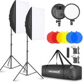 Neewer - 2 Pack - 2.4G - LED Softbox Verlichting Set - Met - Kleurfilter: 20 x 28 Inch - Softbox 3200-5600K - 48W Dimbare LED Verlichting - Met - Afstandsbediening - Lichtstatief - Rood/Geel/Blauw - Filter - Voor -  Fotostudio