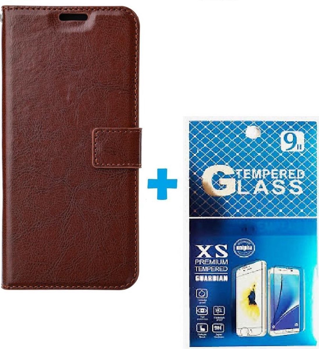 Portemonnee Book Case Hoesje + 2x Screenprotector Glas Geschikt voor: Oppo Find X5 - bruin