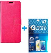 Portemonnee Book Case Hoesje + 2x Screenprotector Glas Geschikt voor: Oppo Find X5 - roze