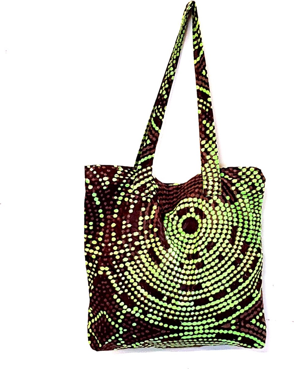 Ladybag ǀ Mombag ǀ Shoppertas - Green - Kitenge - Handmade