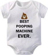 Hospitrix Baby Rompertje met Tekst BEST POOPING MACHINE EVER. | 0-3 maanden |  Korte Mouw | Cadeau voor Zwangerschap | Bekendmaking | Aankondiging | Aanstaande Moeder | Moederdag