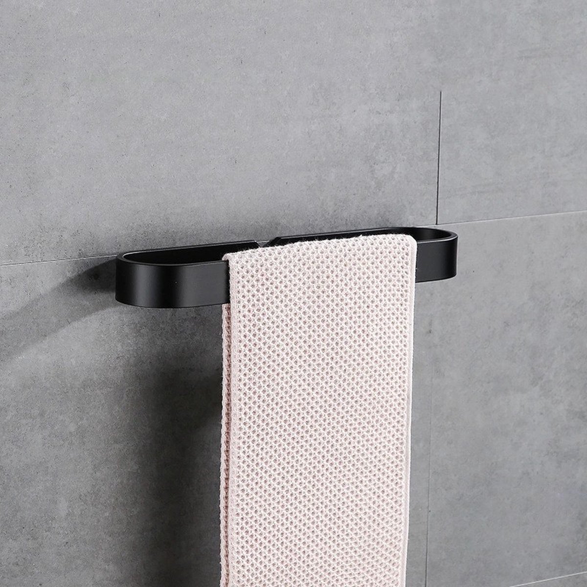 Handdoekrek Zwart 40cm Zelfklevend Handdoekhouder Handdoekstang Badkamer - Loebers