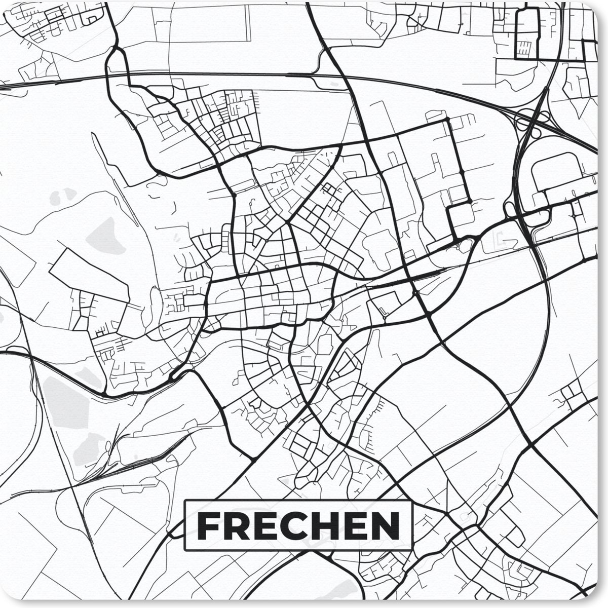 Muismat 20x20 cm - Mousepad Plattegrond - Frechen - Stadskaart - Kaart - Muismatten - Stadskaart