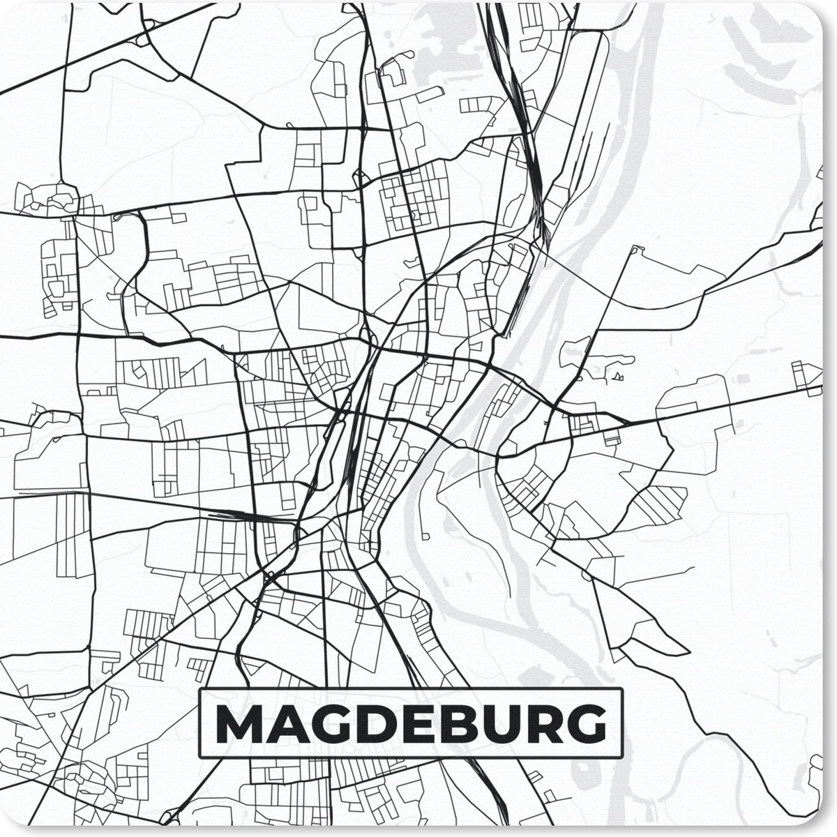 Muismat 30x30 cm - Mousepad Kaart - Magdeburg - Plattegrond - Stadskaart - Muismatten - Stadskaart