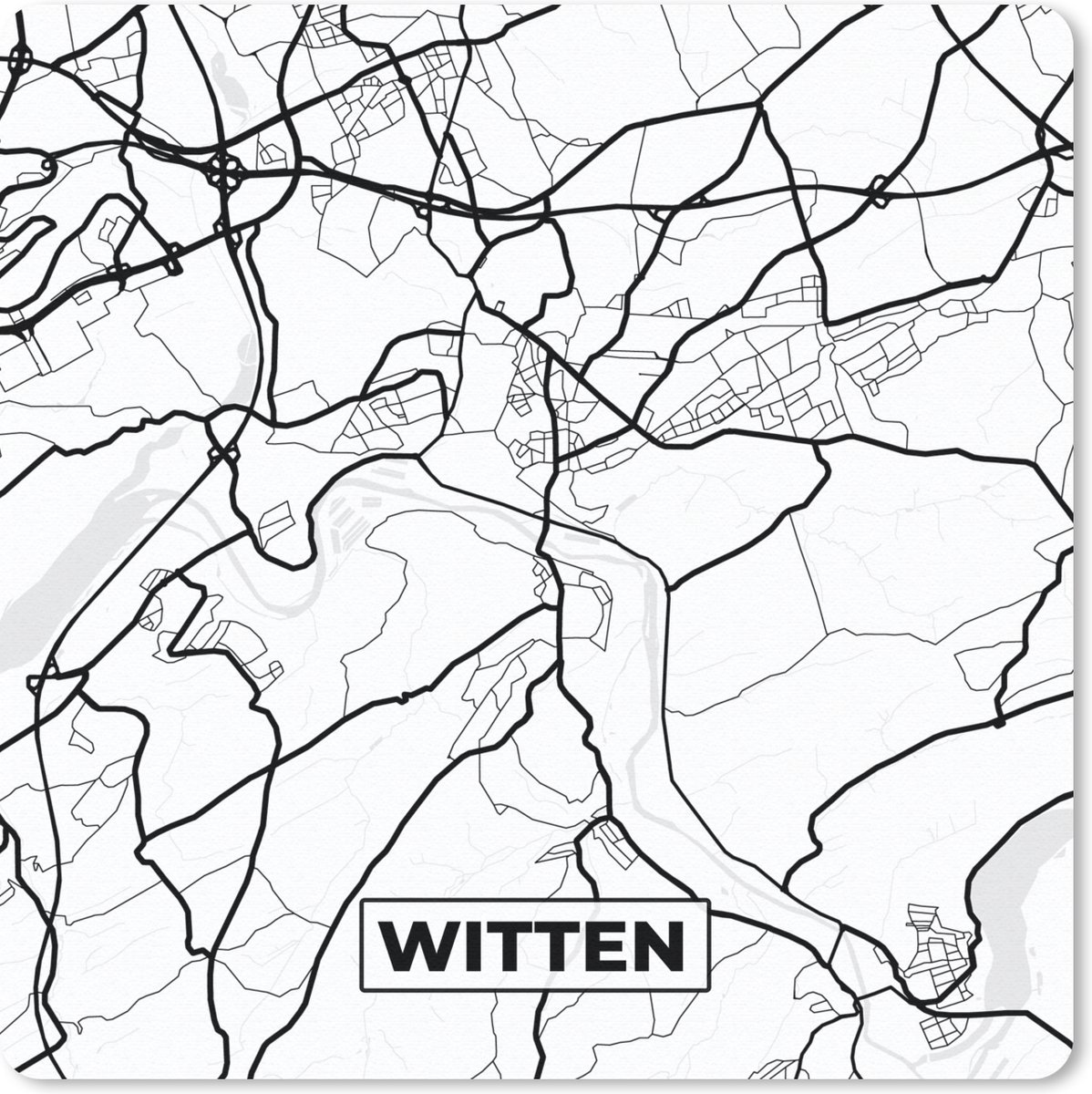 Muismat 20x20 cm - Mousepad Plattegrond - Witten - Kaart - Stadskaart - Muismatten - Stadskaart
