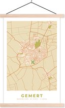 Posterhanger incl. Poster 60x90 cm - Schoolplaat - Gemert - Plattegrond - Kaart - Stadskaart - Vintage - Textielposter - Blanke latten - Plattegrond