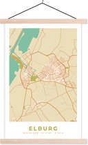 Posterhanger incl. Poster 40x60 cm - Schoolplaat - Vintage - Elburg - Kaart - Plattegrond - Stadskaart - Textielposter - Blanke latten - Plattegrond