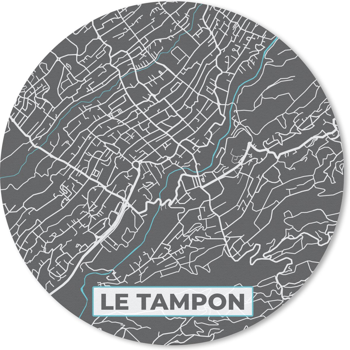 Muismat rond 30x30 cm - Mousepad Kaart – Stadskaart – Le Tampon - Plattegrond – Frankrijk - Ronde muismatten - Stadskaart