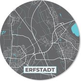 Muismat - Mousepad - Rond - Duitsland – Blauw – Erfstadt – Stadskaart – Kaart – Plattegrond - 40x40 cm - Ronde muismat