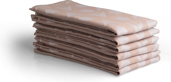 Torchons de Luxe - 6 pièces - motif tulp - sable - 60x65cm