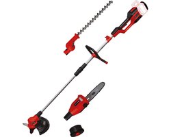 Einhell Accu Tuin-Multitool GE-LM 36/4in1 Li BL Solo - Power X-Change - 36 V/Li-Ion - Koolborstelloze motor - 4-functies: Kettingzaag/Heggenschaar/Trimmer met Mes en Trimmer met Draad - Excl. accu en lader