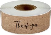 120 Bruine Stickers Op Rol " Thank You" 7,5 X 2,5cm