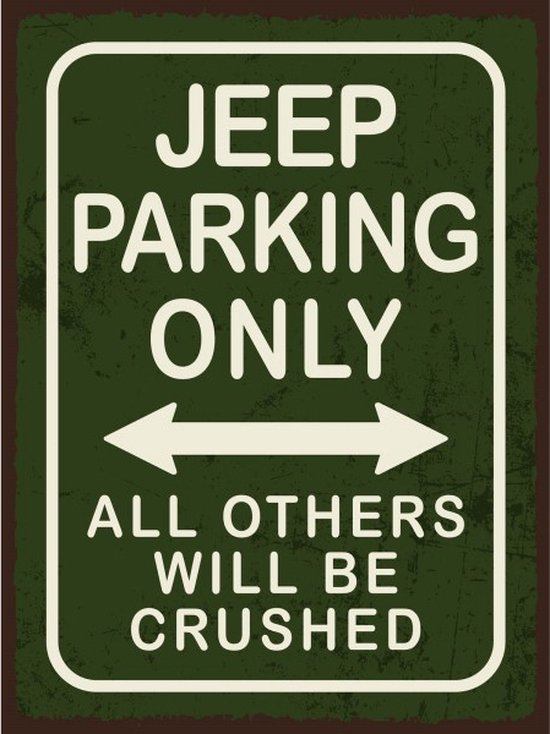 Wandbord Parking Only - Jeep
