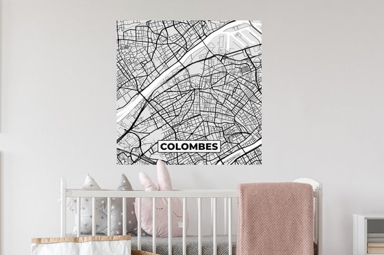 Stickers Stickers muraux - Carte - Colombes - Plan de ville - Carte - France - 80x80 cm - Film adhésif