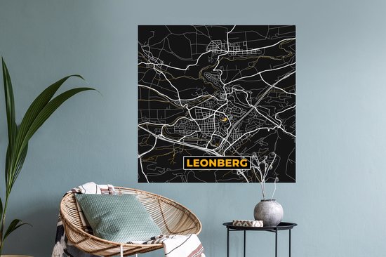 Stickers muraux - Or - Allemagne - Carte - Or - Plan de la ville - Carte - Leonberg - 100x100 cm - Feuille adhésive XXL