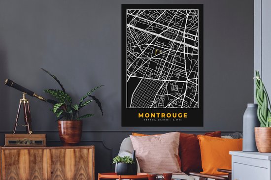 Stickers muraux - France - Montrouge - Plan de ville - Plan - Plan d'étage - 80x120 cm - Film adhésif