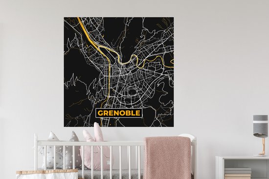 Stickers Stickers muraux - Grenoble - Carte - France - Carte - Plan de ville - 100x100 cm - Feuille adhésive XXL