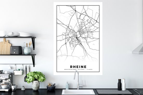 Muurstickers - Sticker Folie - Plattegrond - Rheine - Kaart - Stadskaart - 80x120 cm - Plakfolie - Muurstickers Kinderkamer - Zelfklevend Behang - Zelfklevend behangpapier - Stickerfolie