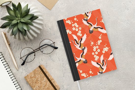 Carnet - Carnet d'écriture - Grue - Sakura - Motifs - Japonais - Carnet - Taille A5 - Bloc-notes