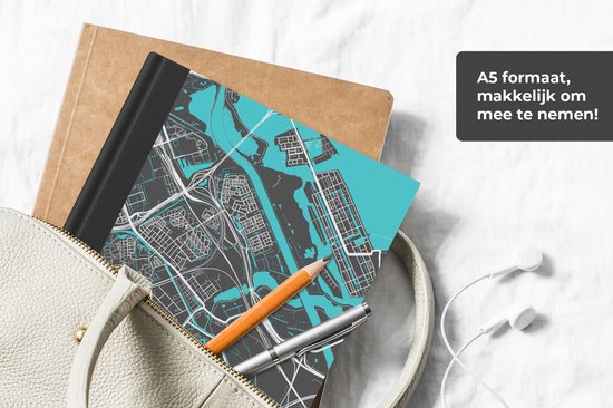 Carnet - Carnet d'écriture - Plan de la ville - Diemen - Grijs - Blauw - Carnet - Format A5 - Bloc-notes - Carte