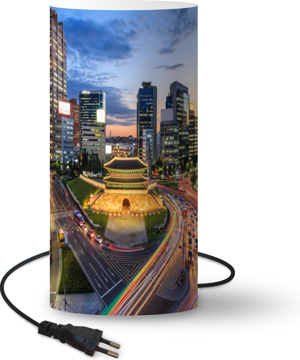 Lamp - Nachtlampje - Tafellamp slaapkamer - Zuid-Korea in de ochtend - 54 cm hoog - Ø24.8 cm - Inclusief LED lamp