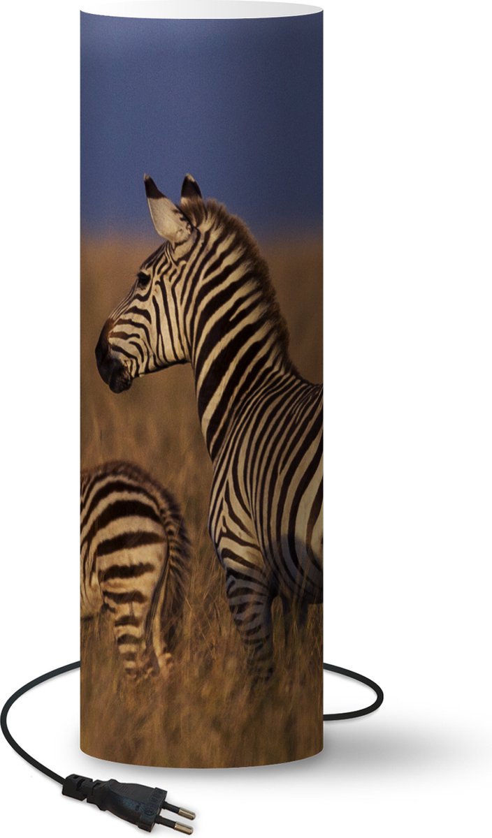 Lamp - Nachtlampje - Tafellamp slaapkamer - Moeder en baby zebra - 60 cm hoog - Ø19.1 cm - Inclusief LED lamp