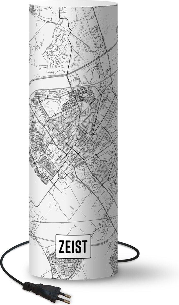 Lamp - Nachtlampje - Tafellamp slaapkamer - Stadskaart Zeist - 60 cm hoog - Ø19.1 cm - Inclusief LED lamp - Plattegrond