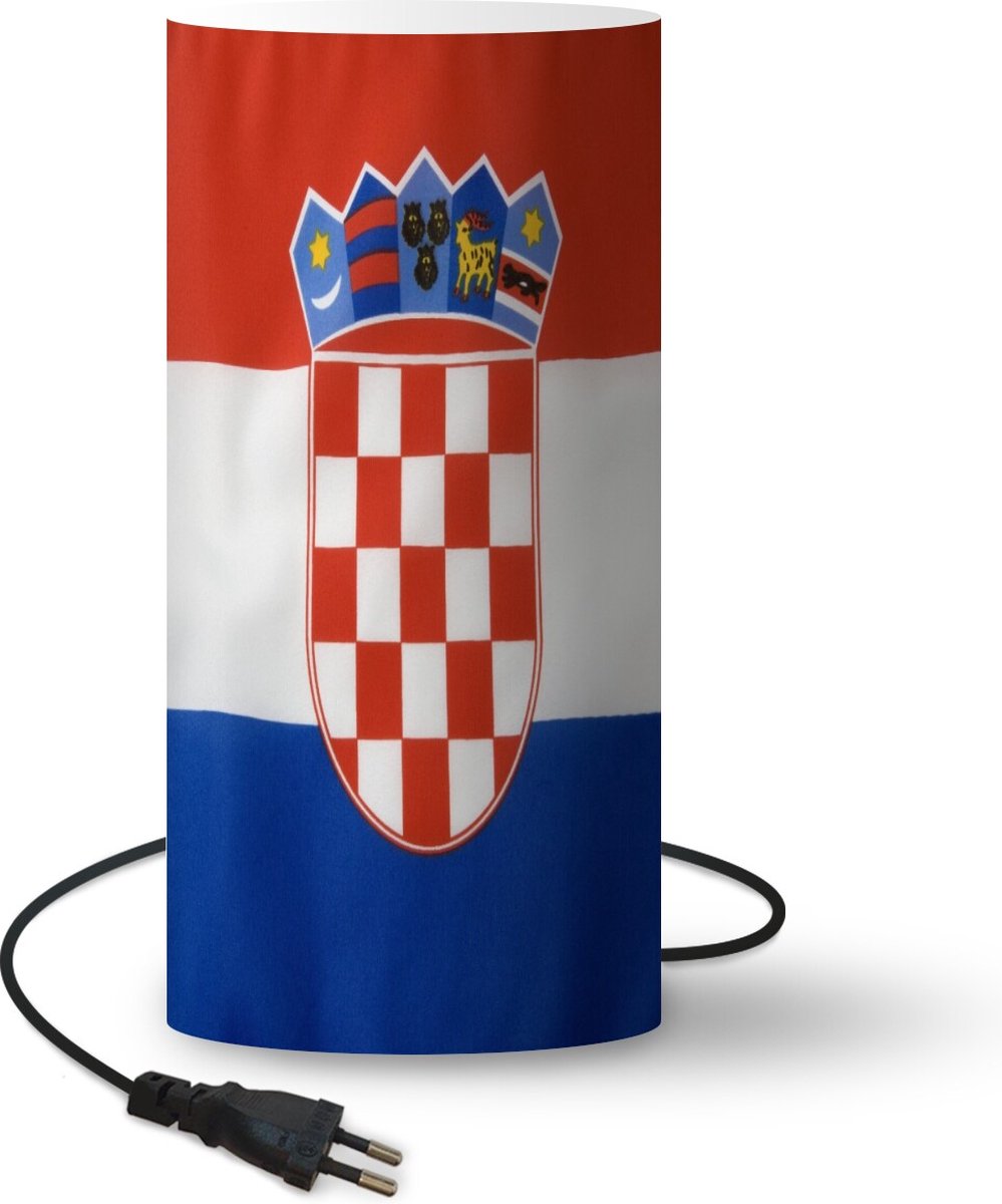 Lamp - Nachtlampje - Tafellamp slaapkamer - Foto van de Kroatische vlag - 54 cm hoog - Ø24.8 cm - Inclusief LED lamp