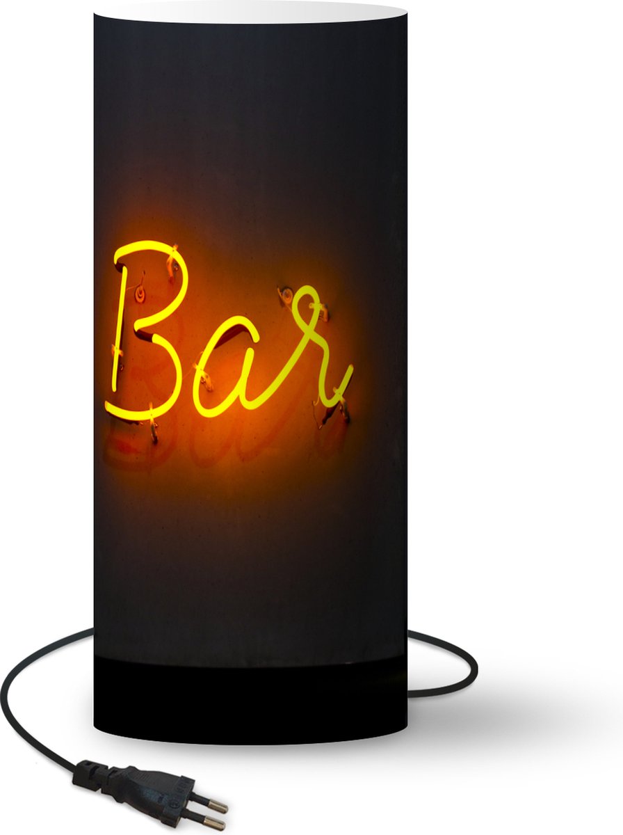 Lamp - Nachtlampje - Tafellamp slaapkamer - Quotes - Bar - Neon kleuren - Nacht - 70 cm hoog - Ø29.6 cm - Inclusief LED lamp