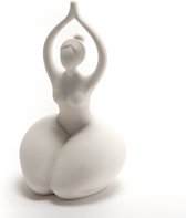 Beeld Vrouw Yoga Wit Keramiek H23cm