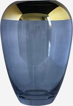 KaiaHome Elegante Vaas - Grijs Glas met Gouden Accenten - 1 stuk - Modern Design - Ideaal voor Bloemen & Decoratie