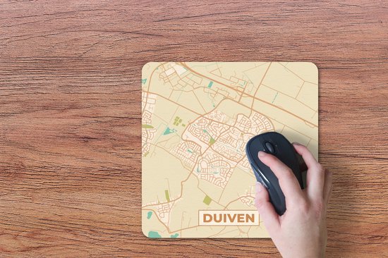 Muismat 30x30 cm - Mousepad Duiven - Plattegrond - Kaart - Stadskaart - Muismatten - Stadskaart