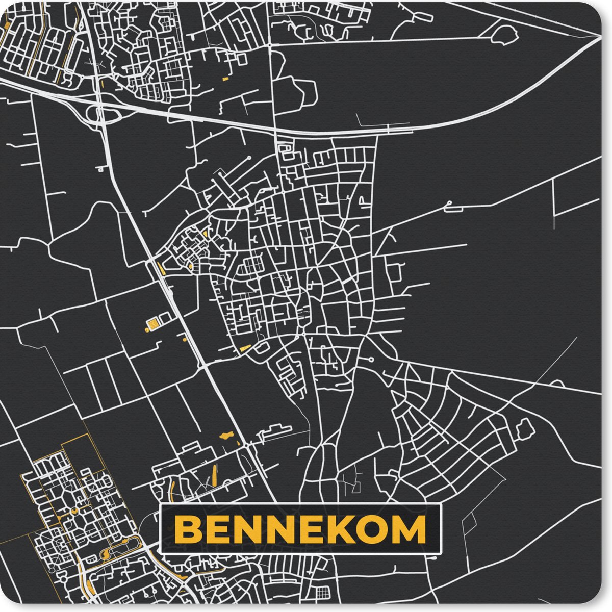 Muismat 30x30 cm - Mousepad Goud - Bennekom - Kaart - Plattegrond - Stadskaart - Muismatten - Stadskaart
