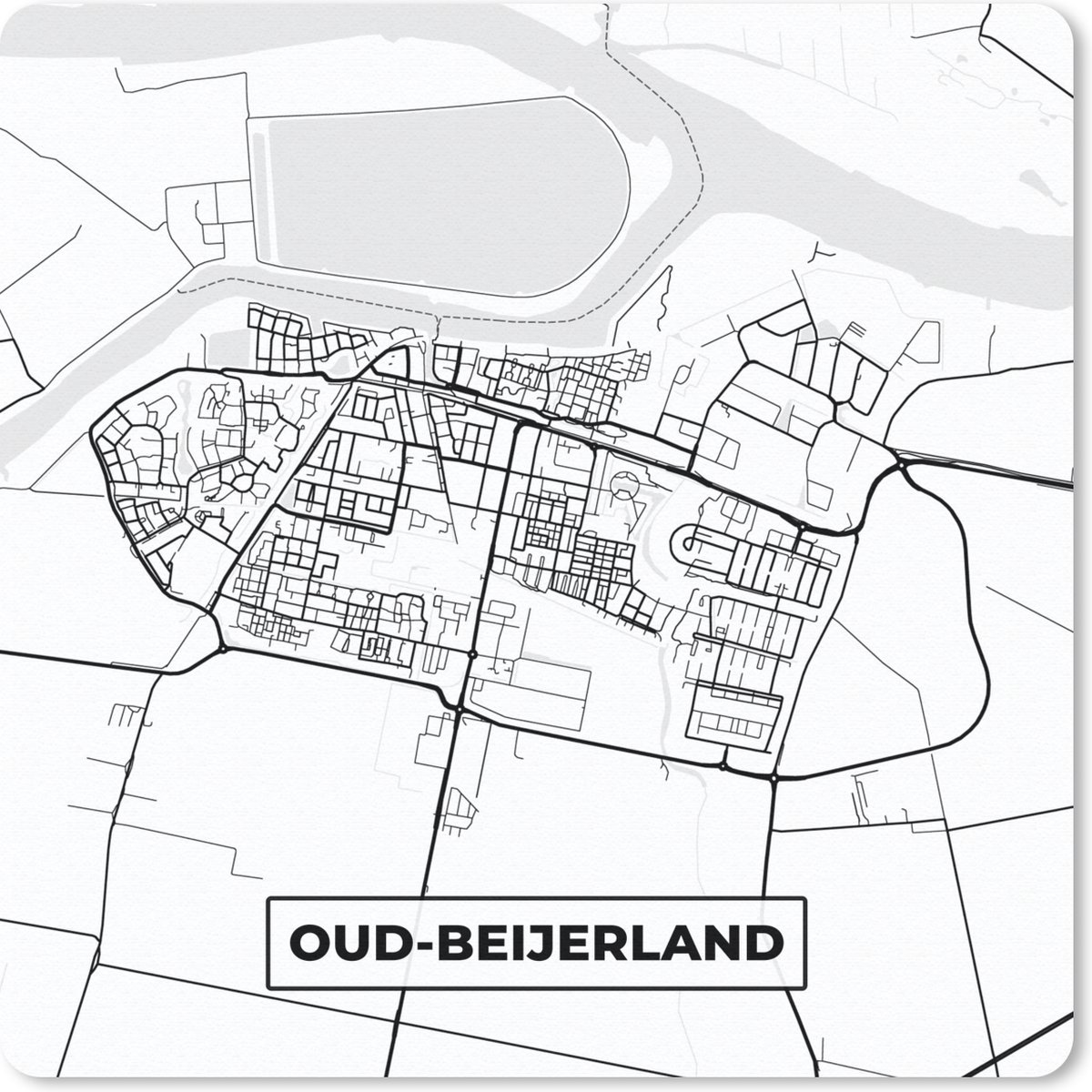 Muismat 30x30 cm - Mousepad Plattegrond - Stadskaart - Oud-Beijerland - Kaart - Muismatten - Stadskaart