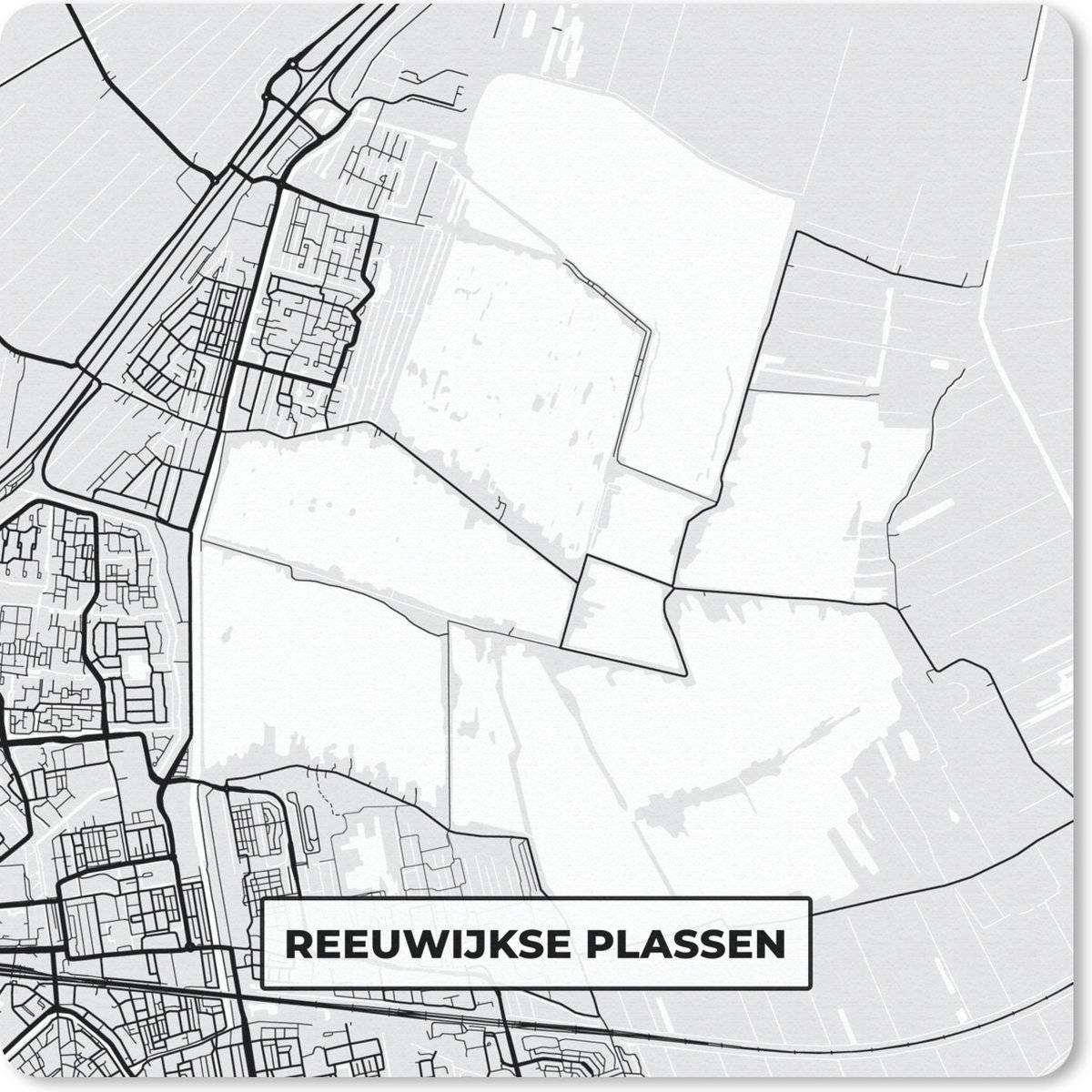 Muismat 20x20 cm - Mousepad Nederland - Reeuwijkse Plassen - Kaart - Stadskaart - Plattegrond - Muismatten - Stadskaart