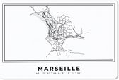 Bureau onderlegger - Muismat - Bureau mat - Kaart – Marseille – Plattegrond - Zwart Wit – Stadskaart - 60x40 cm