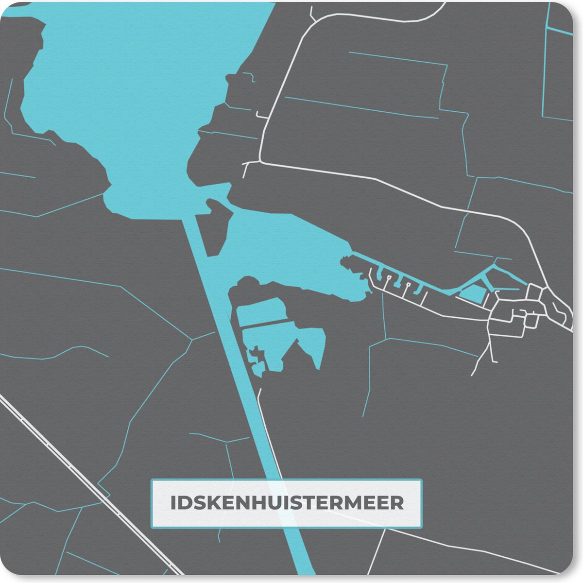 Muismat 30x30 cm - Mousepad Kaart - Plattegrond - Nederland - Idskenhuistermeer - Meer - Muismatten - Stadskaart