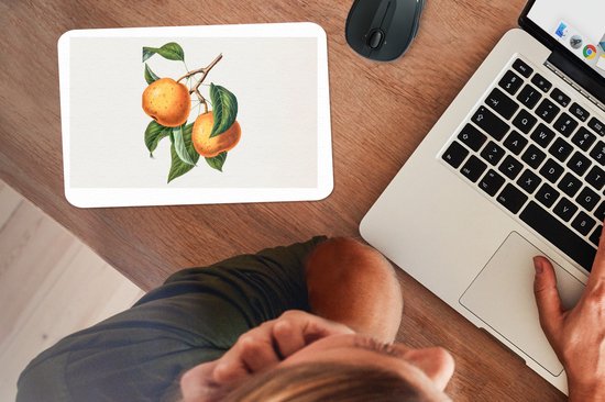 Muismat 27x18 cm - Mousepad Sinaasappel - Bladeren - Plant - Muismatten