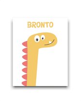 Schilderij  Getekende dinosaurus brontosaurus / bronto / Dinosaurus / Baby - Kinderkamer  / 50x40cm