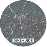 Muismat - Mousepad - Rond - Stadskaart – Grijs - Kaart – Diksmuide – België – Plattegrond - 50x50 cm - Ronde muismat