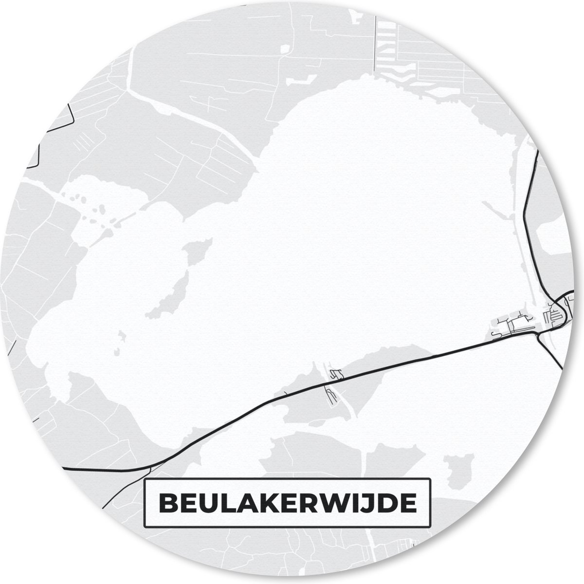 Muismat rond 30x30 cm - Mousepad Kaart - Beulakerwijde - Overijssel - Plattegrond - Stadskaart - Ronde muismatten - Stadskaart
