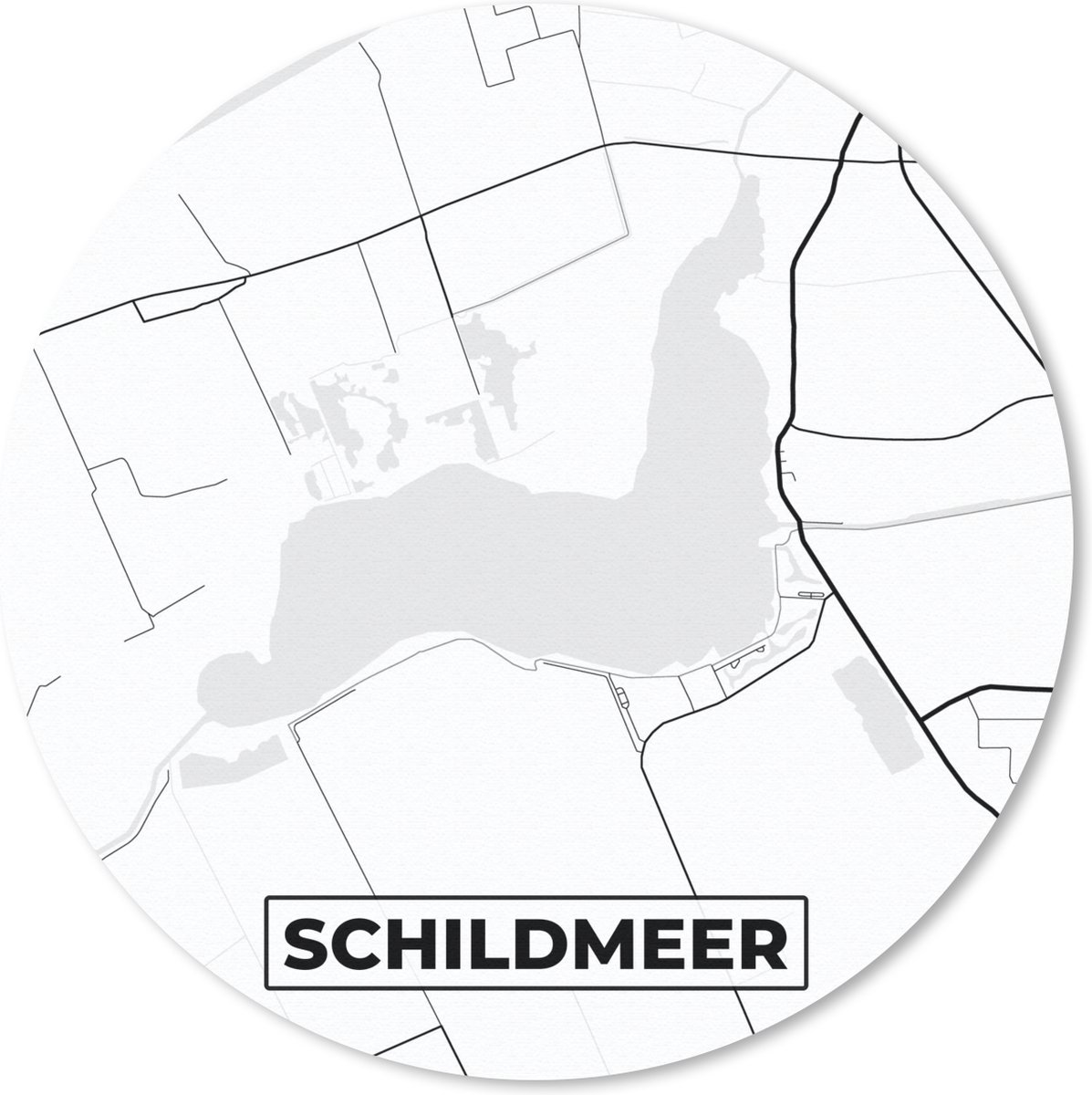 Muismat - Mousepad - Rond - Stadskaart - Groningen - Schildmeer - Plattegrond - Kaart - 50x50 cm - Ronde muismat