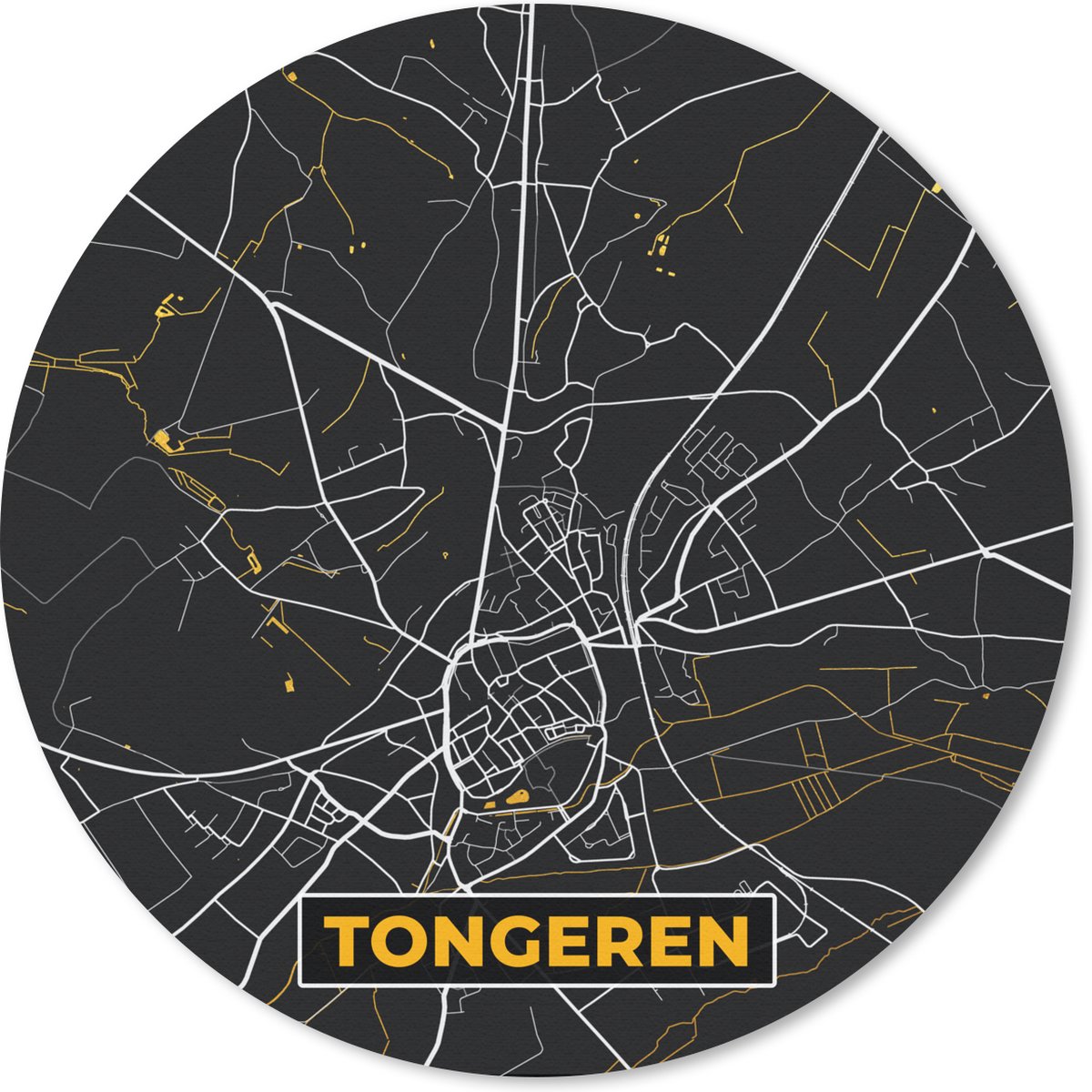 Muismat - Mousepad - Rond - Stadskaart - Tongeren - Kaart - Gold - Plattegrond - 20x20 cm - Ronde muismat