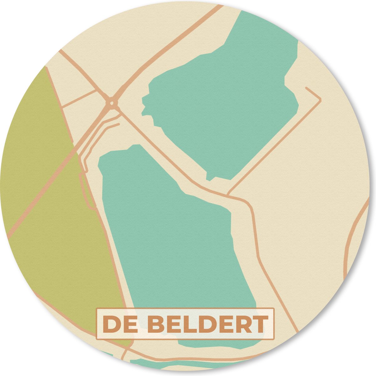 Muismat rond 40x40 cm - Mousepad De Beldert - Retro - Stadskaart - Kaart - Plattegrond - Ronde muismatten - Stadskaart